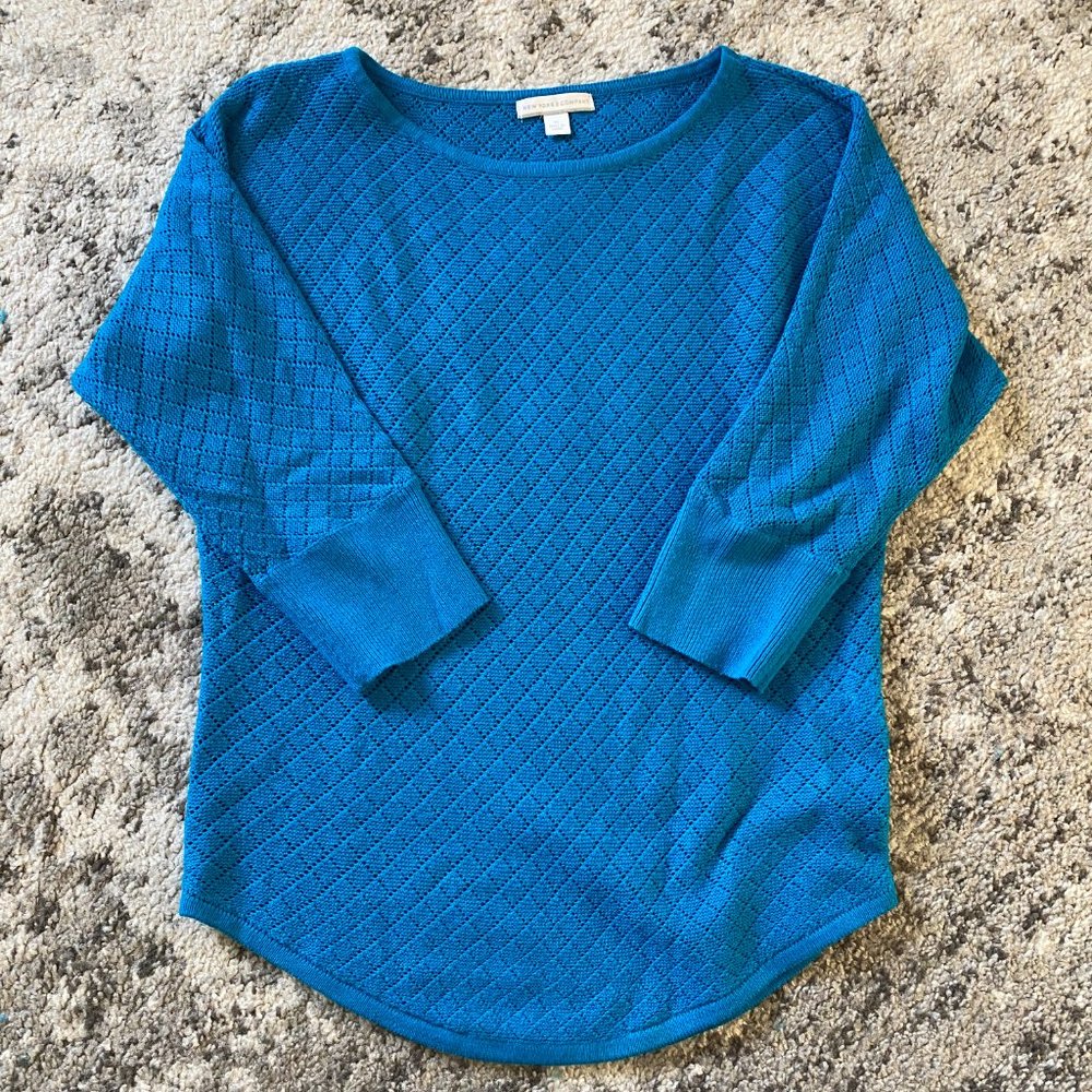 NY&Co Bright Blue Crewneck Thin Sweater EUC XS